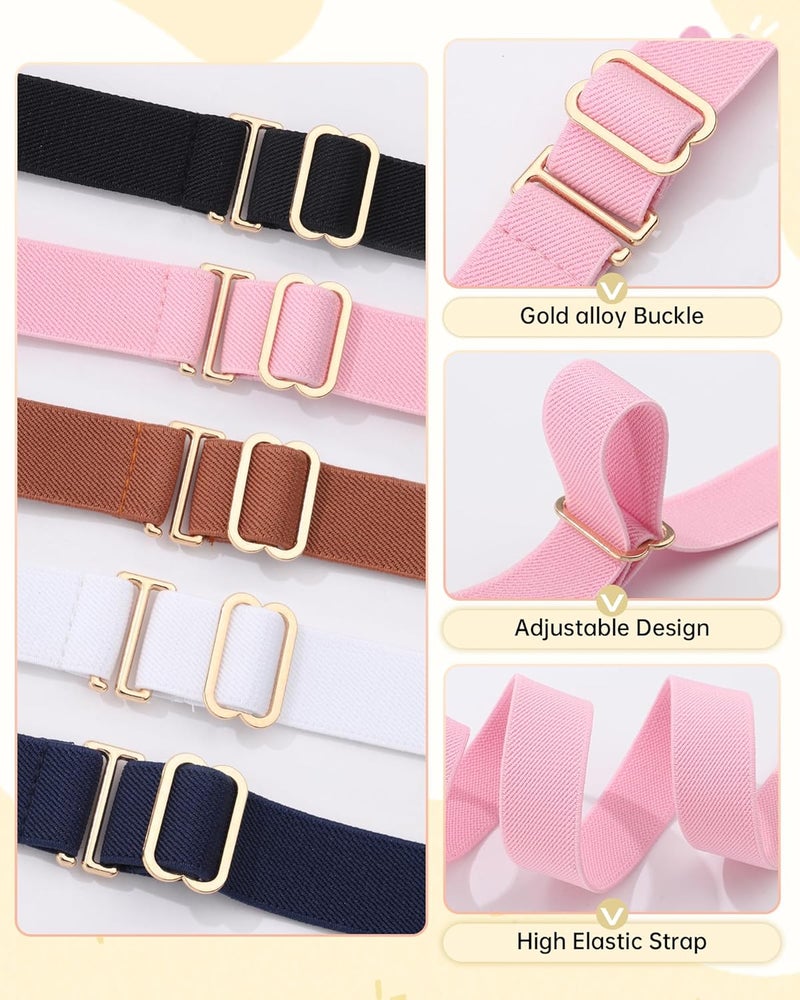 Kajeer Kids Belt for Girls,3 Pack Stretch Belts Invisible Adjustable Gold Buckle Toddler Youth Belt for Uniform Casual - Image 2